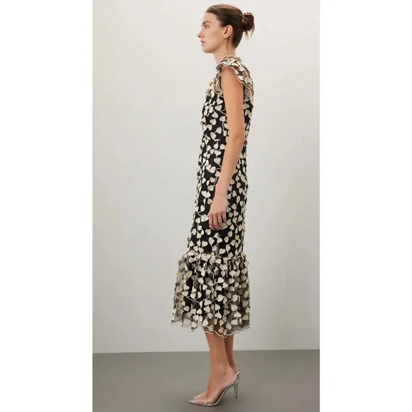 Shoshanna Black and White Chiffon Liberty Dress Size 2 - Picture 2 of 10